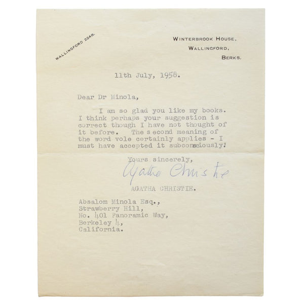 Binder of Signed Letters from Literary Figures and Others Sent to Dr. Absalom Minola, Cat Extraordinaire