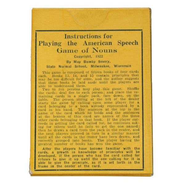 Better Speech, Better Americans. [Box title: American Speech Games: Nouns - Pronouns - Verbs - Adjectives - Prepositions].