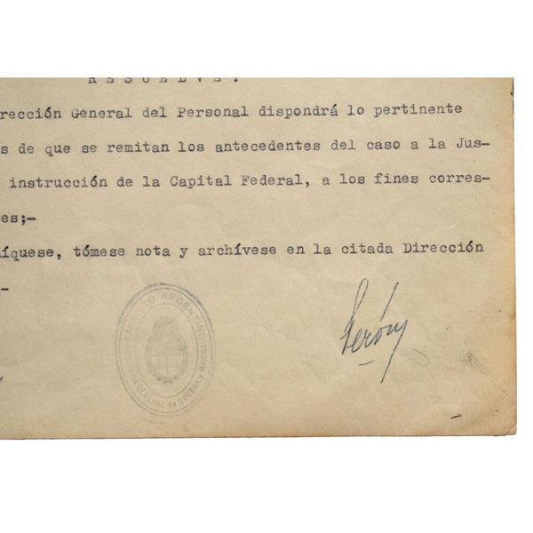 TLs from Juan Perón as Argentina's Minister of War, June 28, 1945