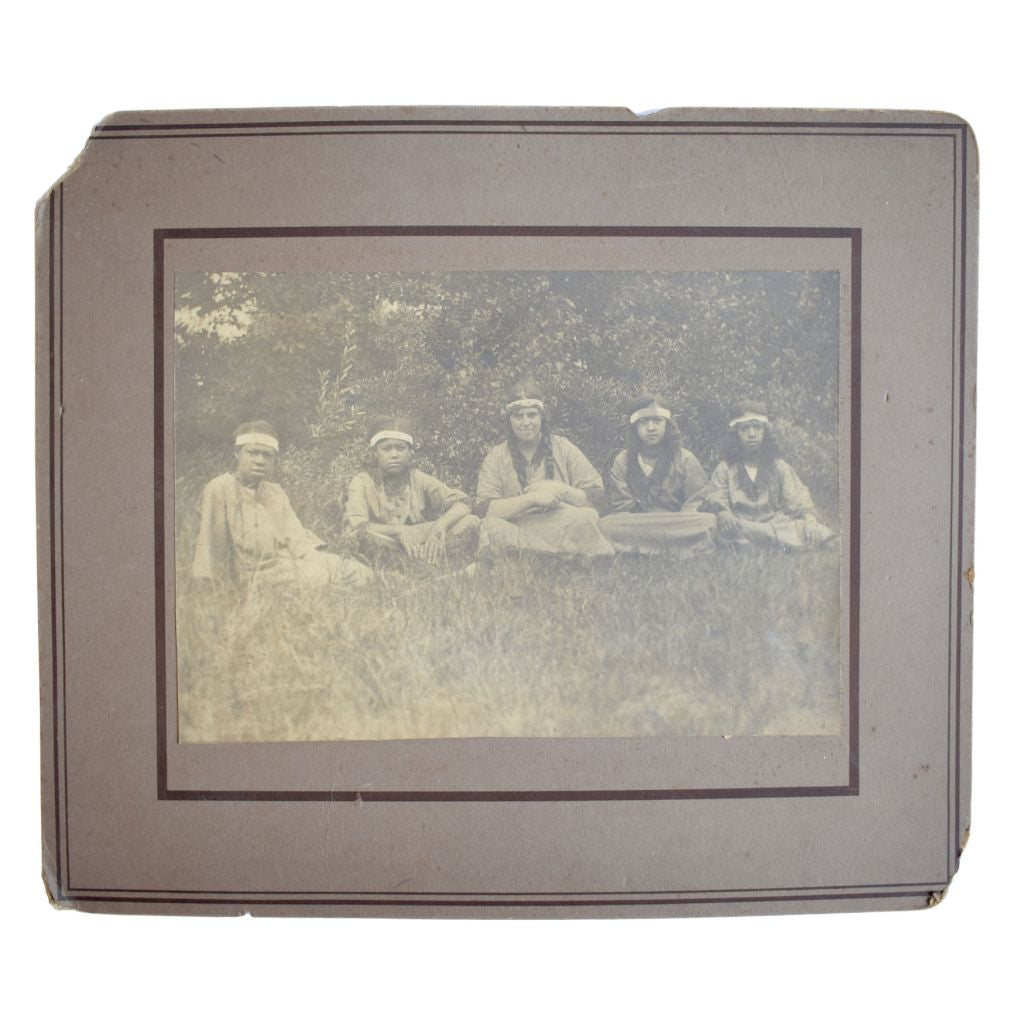 Large Format Photograph of a Woman and Four Children in American Indian Dress