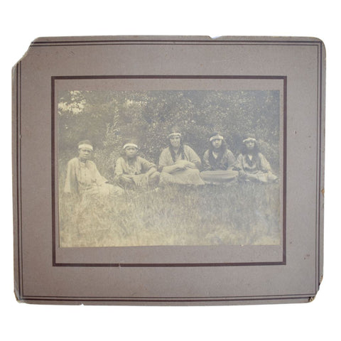 Large Format Photograph of a Woman and Four Children in American Indian Dress