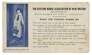 The Visiting Nurse Association of New Britain. [Advertising Card].